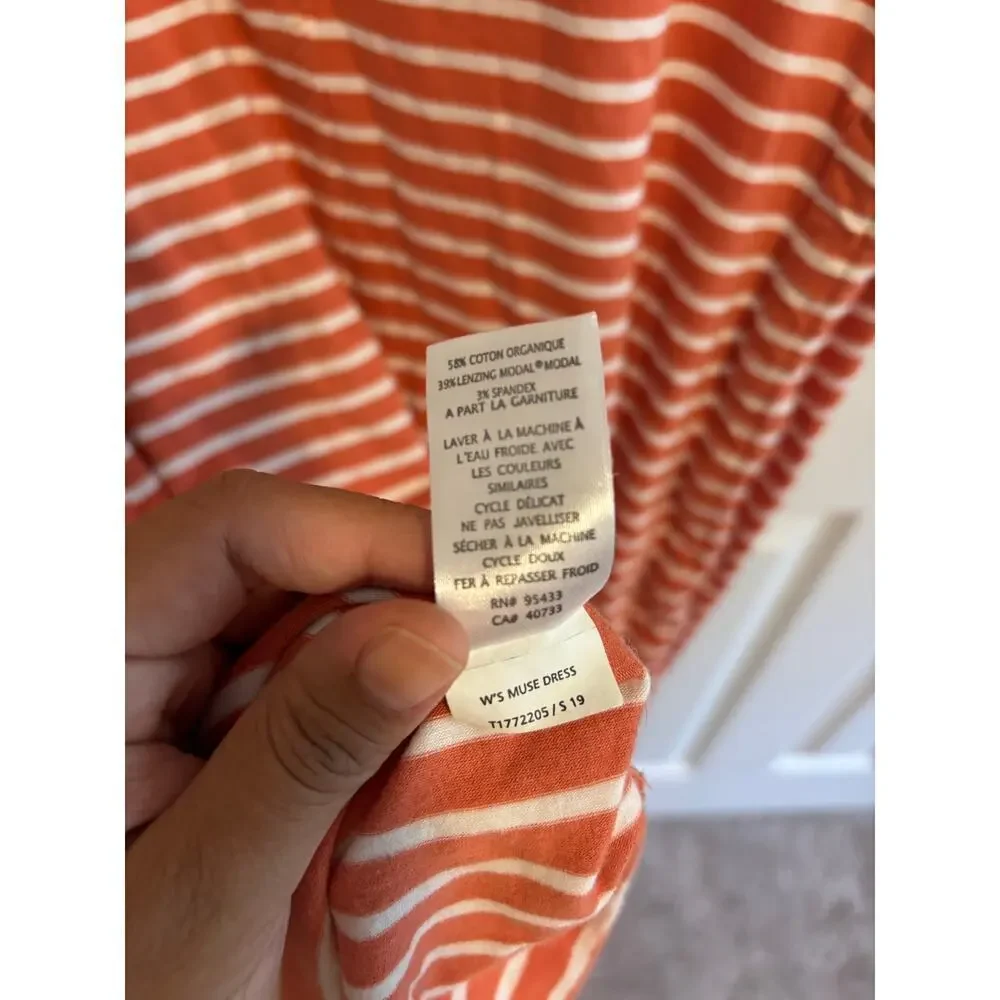 Toad & Co Muse dress sz small in salmon coral balanced stripe - Picture 10 of 10
